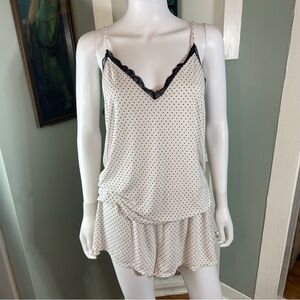 Victorias Secret Matching Soft Black White Polka Dot Tank Top Shorts Set Pajamas